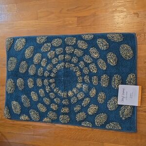 CHERYL WARRICK BY SKL HOME BRAND COTTON TEAL & GOLD ACCENT RUG SIZE 20" x 30"